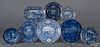 Eight pieces of historical blue Staffordshire plates, 19th c., depicting assorted American scenes