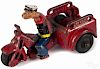 Cast iron Popeye Spinach motorcycle delivery car, 5 1/4'' l.