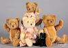 Five contemporary Hermann mohair teddy bears