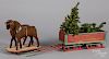 Horse-drawn pull toy sled