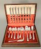 Sterling silver flatware set, setting for eight. 49.3 troy ounces plus 8 handles