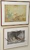 Six framed paintings including Dianne Martin, watercolor on paper, "Nest" 1997, pencil signed, dated, and titled; watercolor on pape...