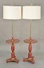 Pair of painted wood and brass decorative floor lamps. ht. 66 in. Provenance: From the Estate of Deborah G. Black of Greenwich, Conn...