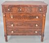 Sheraton mahogany two over three drawer chest, circa 1840. ht. 43 in., wd. 43 1/4 in.