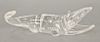 Steuben glass alligator with mouth open and air bubble scales. ht. 4 in., lg. 9 3/4 in. Provenance: From the Estate of Deborah G. Bl...