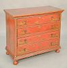 Chinoiserie decorated four drawer chest. ht. 36 in., top: 20 1/2" x 42 1/2" Provenance: An Estate from Farmington, Connecticut