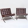 Pair of Knoll Chrome and Leather 'Barcelona' Chairs