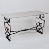 French Wrought-Iron and Cast Stone Center Table