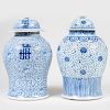 Two Chinese Blue and White Porcelain Jars and Covers