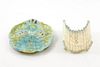 Group of 2 Majolica Asparagus Motif Dishes