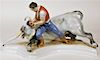 LARGE Herend Porcelain Bull Fighter Figural Group