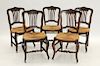 Set 5 French Country Fruitwood Floral Crest Chairs
