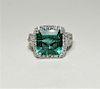 5.22ct Emerald Diamond & Platinum Lady's Ring
