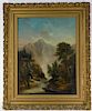 19C American Mountain River O/C Landscape Painting