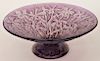 French Art Deco Molded Iris Art Glass Footed Bowl