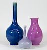 3PC Japanese Lavender Purple Porcelain Vase Group