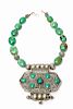 Tibetan Turquoise & Silver-Metal Pendant Necklace