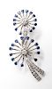 14K White Gold, Diamonds & Sapphires Floral Brooch