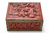 Chinese Bronze and Cinnabar Carved Trinket Box