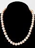 14K Yellow Gold Clasp Pink & White Pearls Necklace