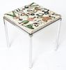 Modern Side Table w Mosaic Inlay Figural Top