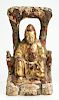 Chinese Gilt & Painted Carved Wood Seated Figure