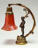 Bronzed White Metal Figural Boudoir Lamp, Vintage