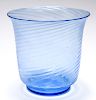 Steuben Art Glass Swirl Design Blue Vase