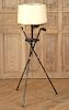 BRASS LEATHER FLOOR LAMP ATTR. JACQUES ADNET 1945