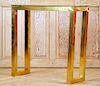 BRASS CONSOLE TABLE BLACK GLASS TOP 1970