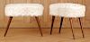 PAIR OF SIMULATED SHEEPS SKIN UPHOLSTERED BENCHES
