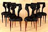 SET 6 ITALIAN UPHOLSTERED DINING CHAIRS C.1950