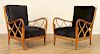 PAIR PAOLO BUFFA UPHOLSTERED OPEN ARM CHAIRS 1950