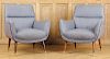 PAIR MODERN UPHOLSTERED CLUB CHAIRS 1960