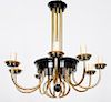 8 ARM BRANSS PAINTED IRON CHANDELIER 1950