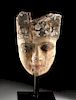 Egyptian Late Dynastic Wood & Painted Gesso Mummy Mask