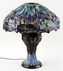 TIFFANY STYLE BRONZE TABLE LAMP DRAGONFLY SHADE