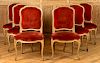SET 6 LOUIS XV STYLE UPHOLSTERED DINING CHAIRS