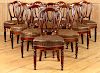SET 10 FRENCH MAHOGANY LEATHER DINING CHAIRS