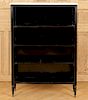 FRENCH DIRECTORIE STYLE EBONIZED BOOK CASE MARBLE