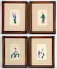 FOUR FRAMED CHINESE EXPORT FIGURAL WATERCOLORS