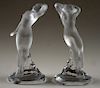 TWO PIECES LALIQUE CRYSTAL FEMALE FIGURES