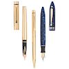 SHEAFFER cellulose and base metal fountain pen and rollerball and fountain pen set.