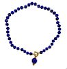 18k Gold Lapis Bead Charm Pendant Necklace 