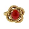 14K Gold Red Stone Knotted Top Ring