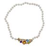 18k Gold Pearl Diamond Gemstone Necklace 