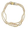18k Gold Pearl Multi Strand Necklace 
