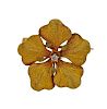 Antique 18K Gold Diamond Flower Brooch Pendant