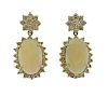14K Gold Diamond Opal Drop Earrings