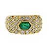 Fred Paris 18k Gold Emerald Diamond Ring